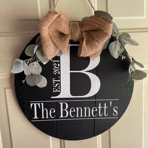 Handmade personalized door hanger
